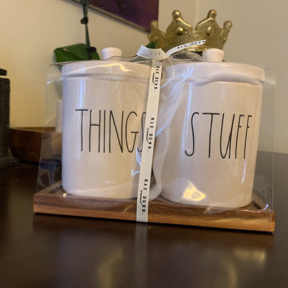 Rae Dunn Things & Stuff, Things & Stuff Containers, Things & Stuff Set, Bathroom